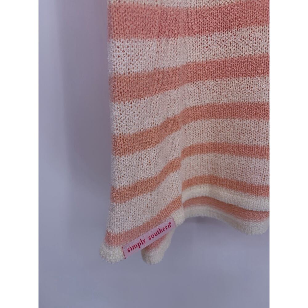 Simply Southern XL Pink White Striped Sweater Tank Top Knit NWT Preppy Coastal - Picture 3 of 7